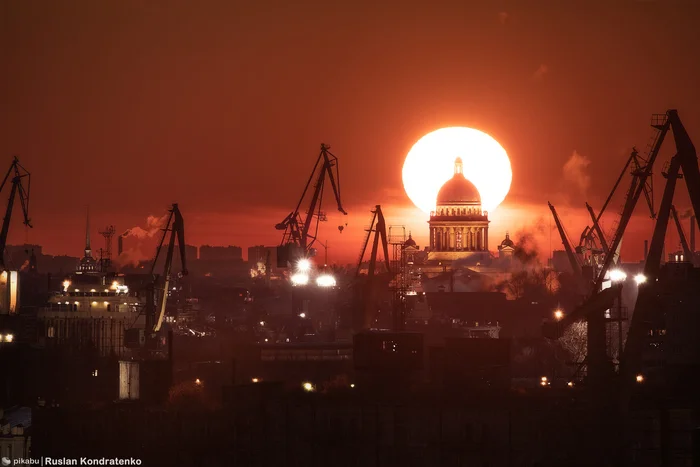 Рассвет с крыши на Канонерском острове СПб - Моё, Санкт-Петербург, Фотография, Canon, Город, Коллаж, Вечер, Рассвет, Исаакиевский собор, Восход