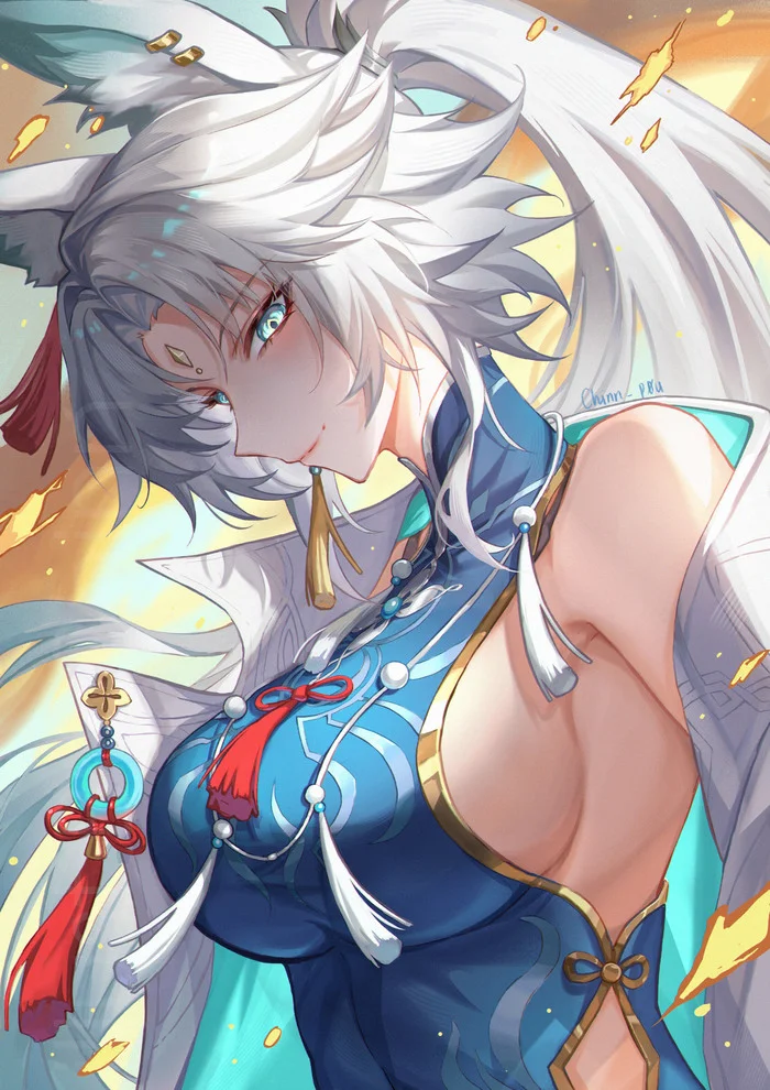 Feixiao - Anime art, Anime, Feixiao (Honkai: Star Rail), Honkai: Star Rail, Animal ears, Kitsune