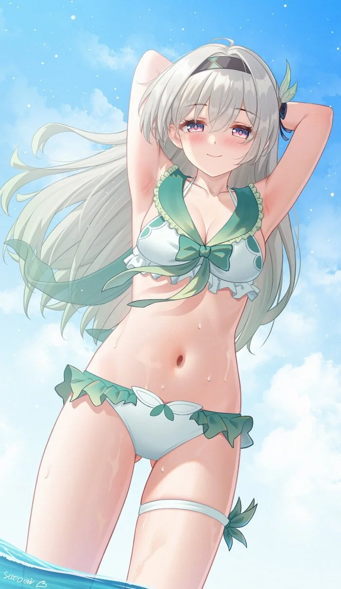 Hotaru - Anime art, Anime, Girls, Games, Firefly (Honkai: Star Rail), Honkai: Star Rail, Bikini, Swimsuit, Sea