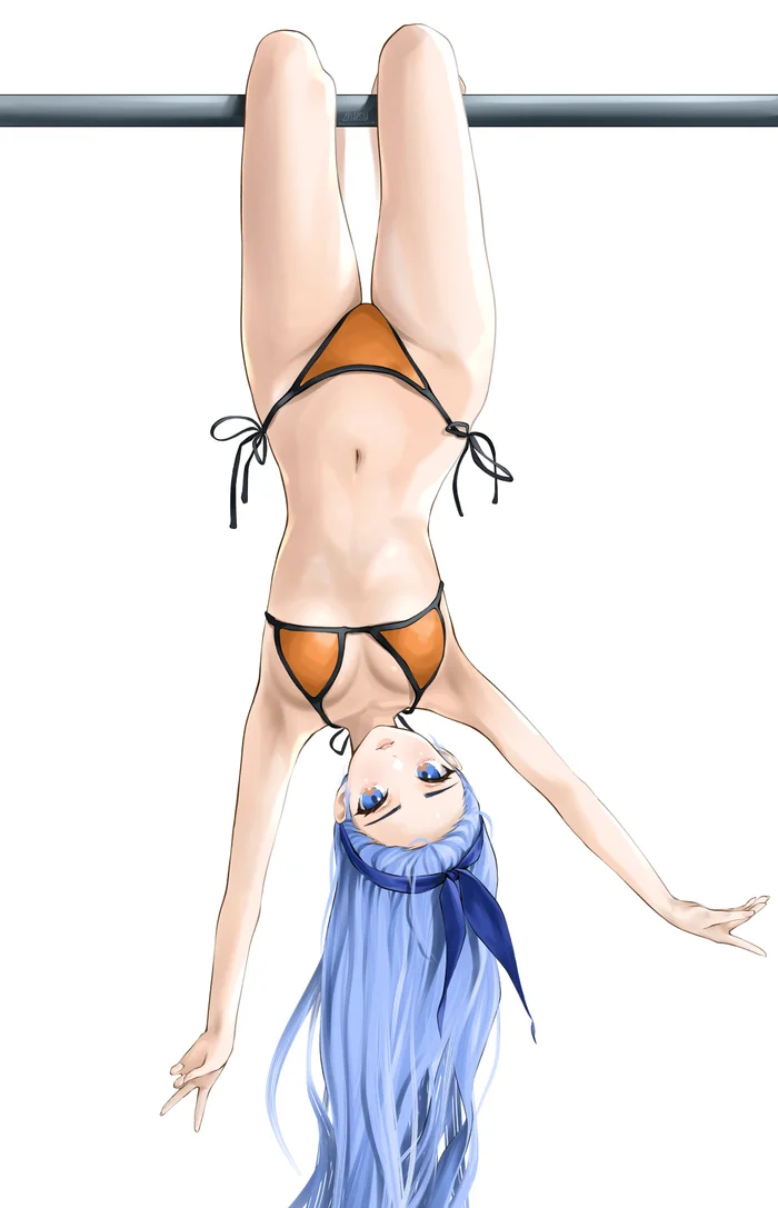 Continuation of the post “Upside down” - Anime art, Anime, Chaesu, Minah, Swimsuit, Reply to post