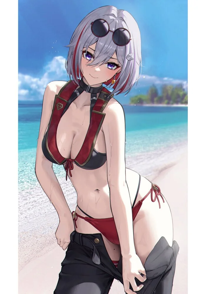 Elena at sea - Anime, Anime art, Honkai: Star Rail, Topaz (Honkai: Star Rail), Swimsuit