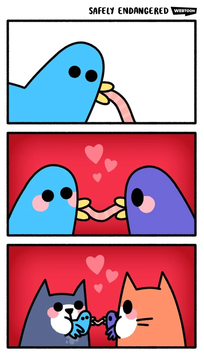 This is Love - Webtoon, Images, Comics, Safely endangered, Birds, Worm, cat, Romance, Strange humor