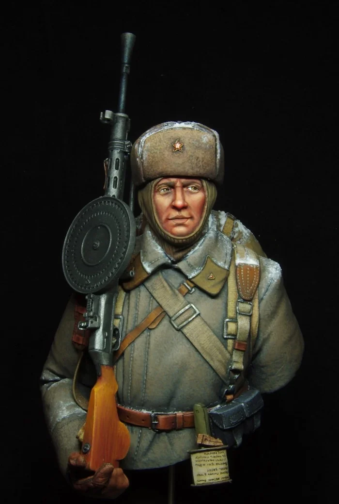 Soviet machine gunner - My, Art, Modeling, Sculpture, Painting, the USSR, Military history, Oil painting, Longpost