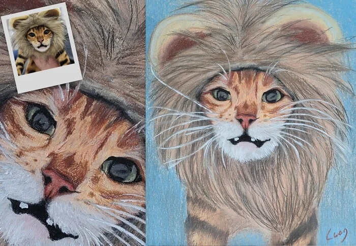 Cat portrait No. 2 Queen Lioness Kotya - My, Drawing, Pencil drawing, Learning to draw, Painting, cat, Colour pencils, Animalistics