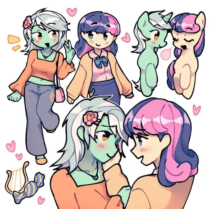 Lyra and Bon Bon - My little pony, Art, Lyra heartstrings, Bon bon, Equestria girls, MLP Lesbian