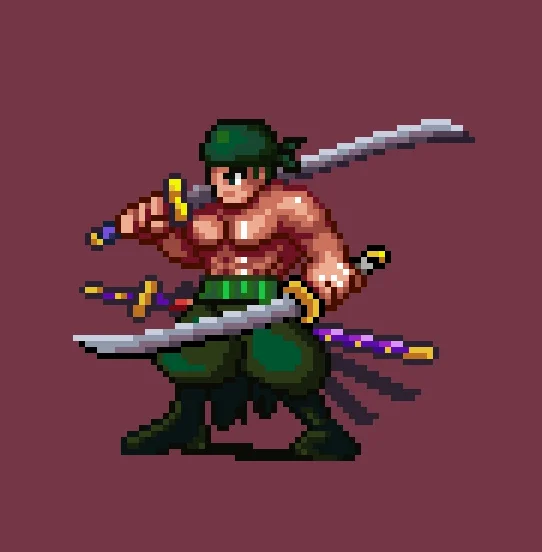 Zoro from the anime One Piece in Pixel-art style - Picture with text, Memes, Milota, Humor, VKontakte (link), YouTube (link)