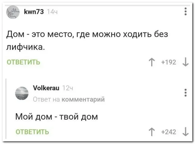 Гостеприимство - Юмор, Картинка с текстом, Скриншот, Комментарии на Пикабу, Без лифчика, Дом, Повтор