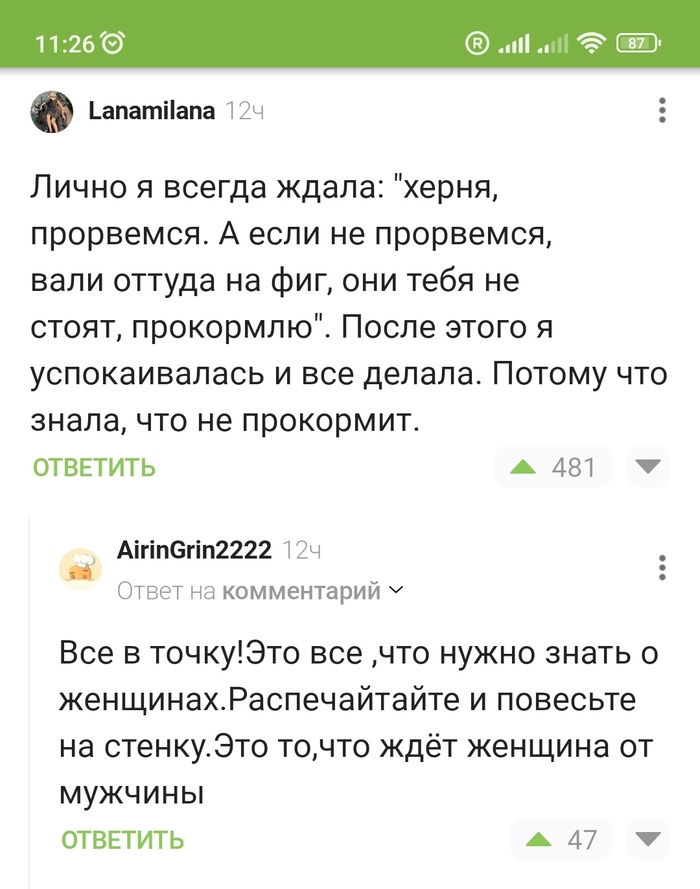 Чего ждет женщина от мужчины