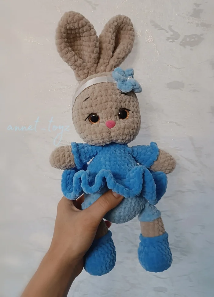 Knitted bunny Stesha! - My, Knitting, Crochet, Amigurumi, Knitted toys, Plush Toys, Handmade, Creation, Creative people, Toys, Knitting, Needlework without process, Sale, With your own hands