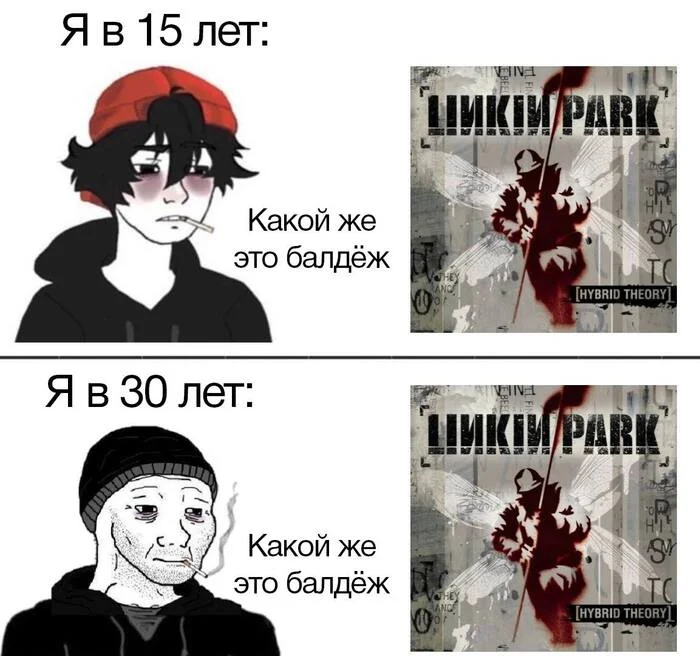 Да - Картинка с текстом, Мемы, Linkin Park, Музыка, Telegram (ссылка), Рок, Hybrid Theory