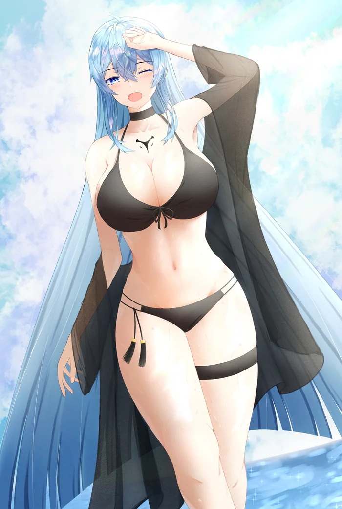 Good night. Always remember your first waifu - Anime, Anime art, Esdeath, Akame ga kill, Swimsuit