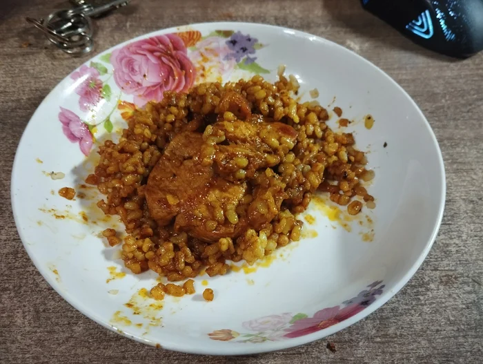 It's very tasty - Men's cooking, Bulgur, Pork, Dish, The photo