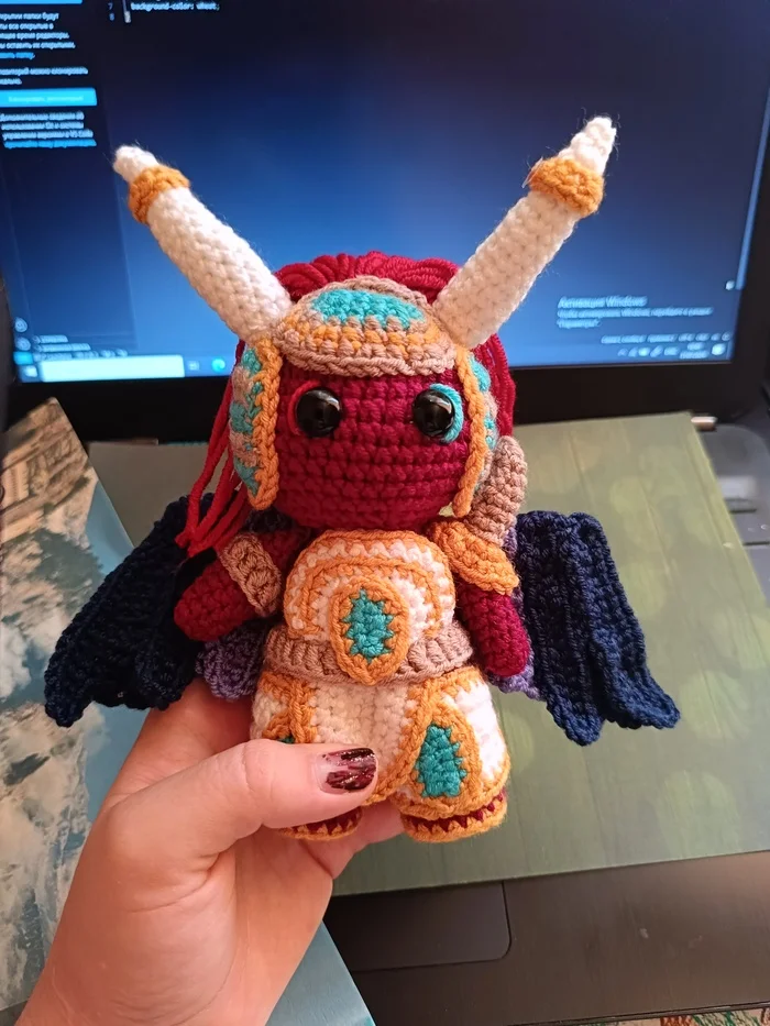 Magnus Primarch - My, Amigurumi, Knitted toys, Warhammer, Primarchs, Scarlet King, Magnus the red, Demon, Author's toy, Crochet, Longpost