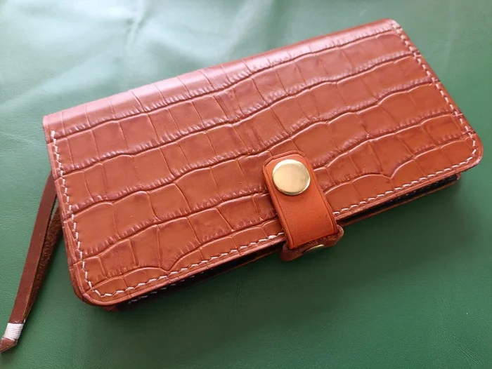 Phone case, pencil case or phone case - My, Case for phone, iPhone, Leather products, Natural leather, Workshop, Longpost, Needlework without process