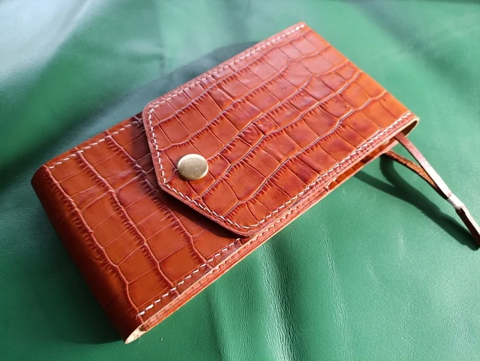 Phone case, pencil case or phone case - My, Case for phone, iPhone, Leather products, Natural leather, Workshop, Longpost, Needlework without process