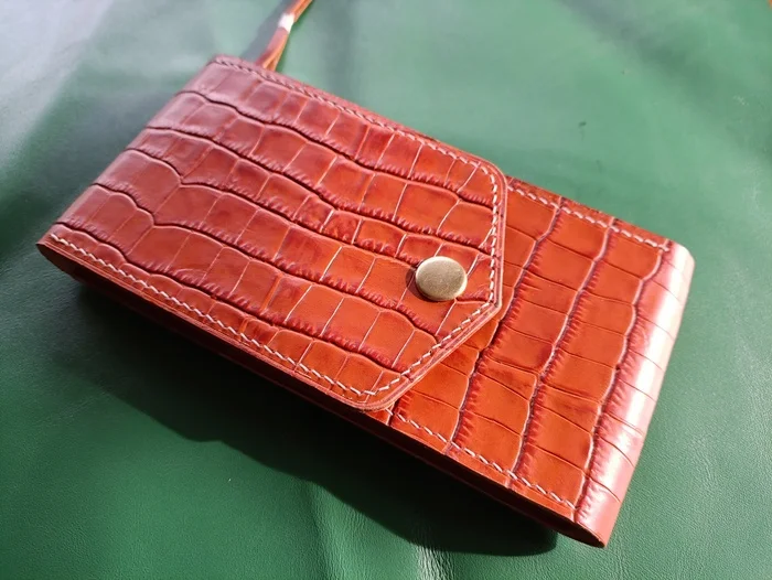 Phone case, pencil case or phone case - My, Case for phone, iPhone, Leather products, Natural leather, Workshop, Longpost, Needlework without process