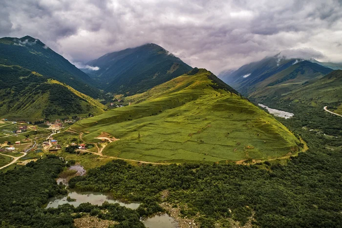 Кармадон - Путешествия, Пейзаж, Аэросъемка, Кавказ, Кармадонское ущелье, Фотография