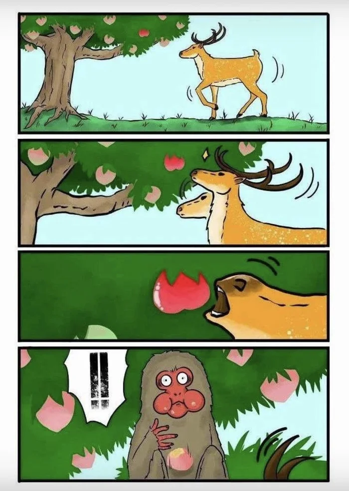 Kus - Deer, Tree, Фрукты, Toque, Suddenly, Comics, Testicles