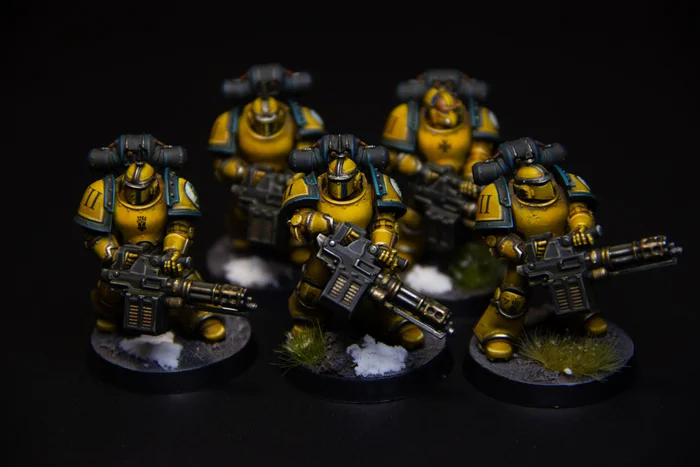 Миниганы - Моё, Рукоделие без процесса, Покраска миниатюр, Warhammer, Warhammer 40k, Adeptus Astartes, Imperial Fists, Horus Heresy, Wh miniatures, Длиннопост