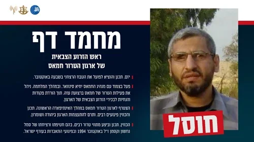 CAAL has officially confirmed that Mohammed Deif has been eliminated - Israel, Hamas, Arab-Israeli Wars, Gaza Strip (Territory), news, Israeli Army, Video, Soundless, Politics