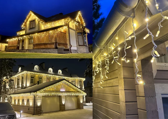 How and What to decorate on the facade of a house for the New Year - My, Garland, Fringe, Longpost