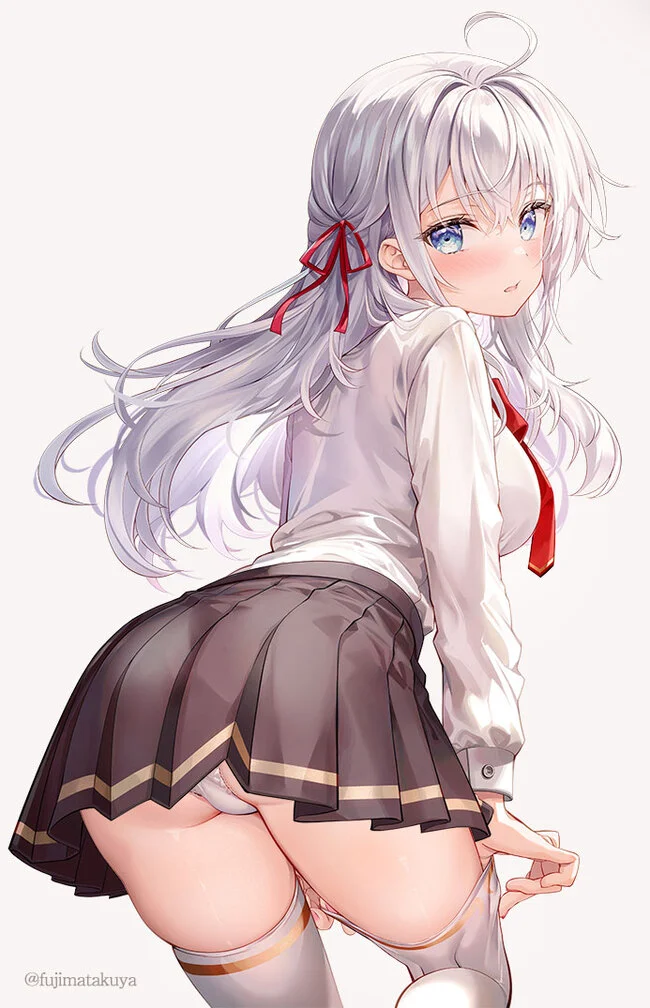 Alisa Mikhailovna - NSFW, Anime, Anime art, Alisa Mikhailovna Kujou, Tokidoki Bosotto Russia-go de Dereru Tonari no Aly, Stockings, Pantsu, Art