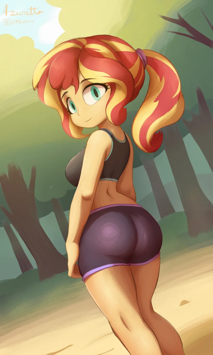 Sunset and her bulges - MLP Edge, My little pony, Sunset shimmer, Art, Equestria girls