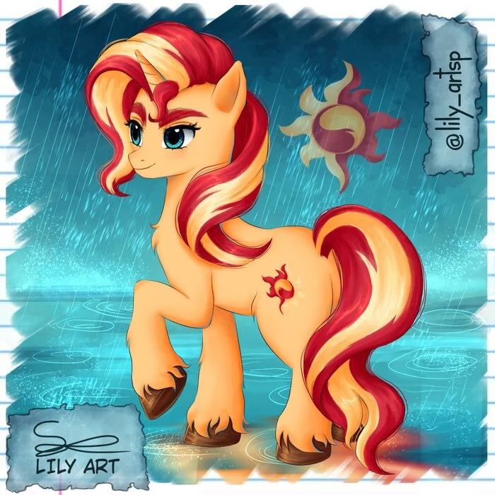 Sunshine in the rain - My little pony, Sunset shimmer, Art