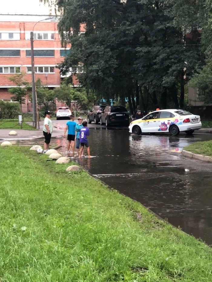 Eh, all is not lost yet! - Childhood, Courtyard, Puddle, Children, Fun, Saint Petersburg