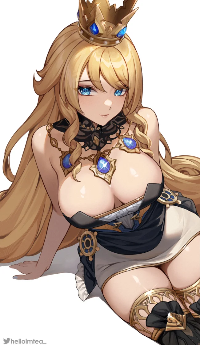 Geo Queen - NSFW, Pixiv, Anime, Anime art, Navia (Genshin Impact), Boobs, Hips, Genshin impact, Helloimtea