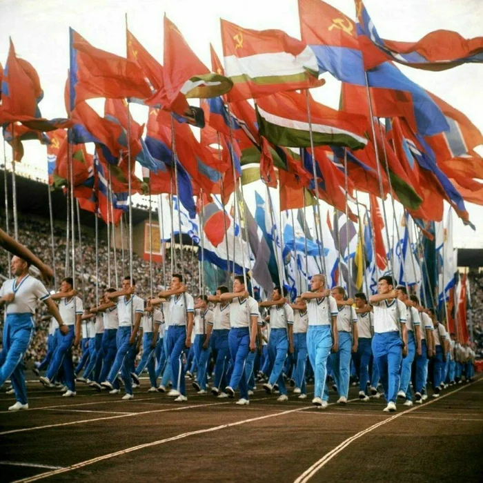 Parade of athletes in Moscow, USSR, 1968 - the USSR, Parade, Physical Education, Made in USSR