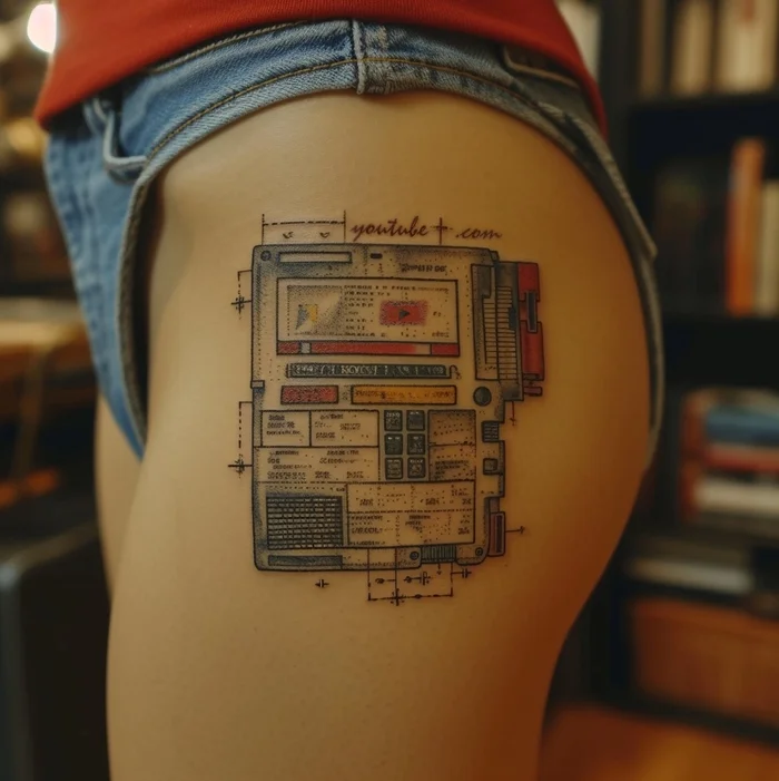 Tattoo in memory of Youtube - My, Tattoo, Girl with tattoo, Blocking youtube, Youtube, 2024