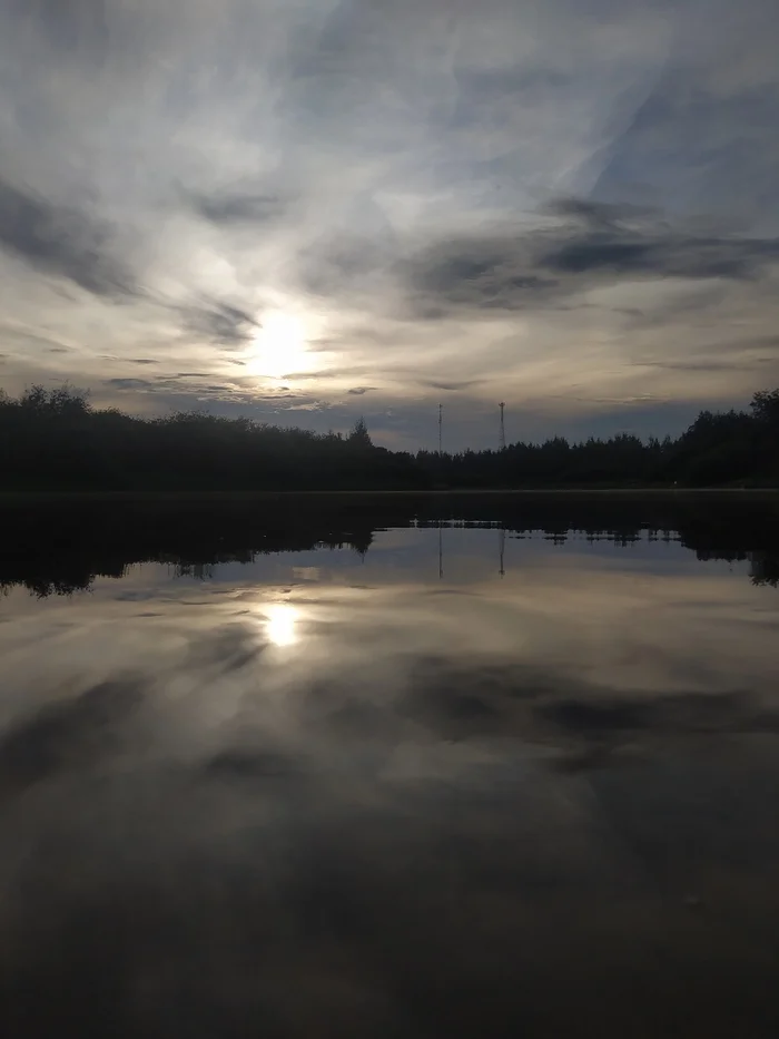 Вечернее небо - Моё, Природа, Река, Вода, Дача, Лето, Отражение, Фотография, Вечер