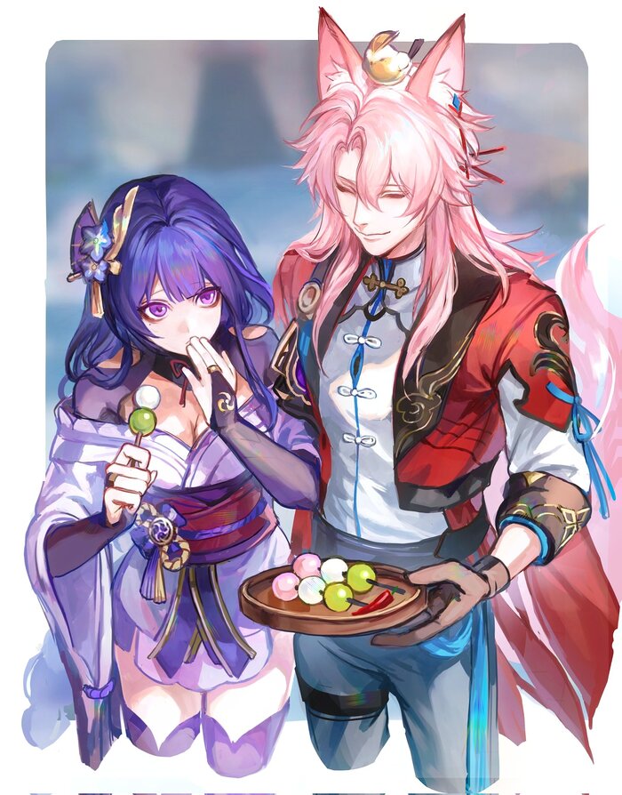   , Anime Art, Acheron (Honkai: Star Rail), Yae Miko (Genshin Impact), Raiden Shogun (Genshin Impact), Honkai: Star Rail, Genshin Impact, , , Jiaoqiu (Honkai: Star Rail)