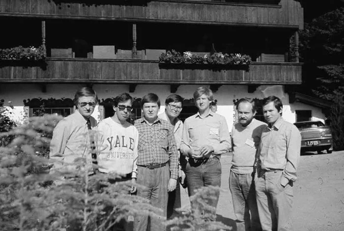 Timur and his team - Anatoly Chubais, Alexey Ulyukaev, Peter Aven, Sergey Glazyev, Yegor Gaidar, Picture with text