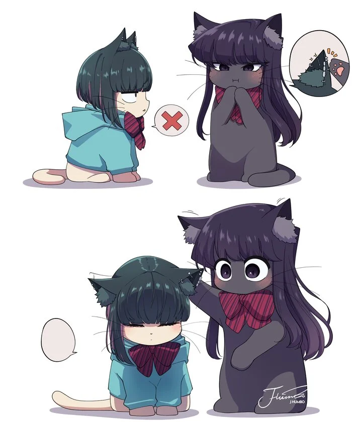 Continuation of the post “Kitties” - Art, Anime, Anime art, Sousou no Frieren, cat, J humbo, Twitter (link), A wave of posts, Reply to post, Longpost, Komi-san wa comyushou desu, Shouko komi