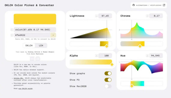 6 tools for working with colors in the OKLCH space. Part 1 - My, Design, Web, Web development, Web design, Graphics, Graphic design, Vector graphics, Figma, Computer graphics, Digital, Typography, Typography, Designer, 2D, Longpost