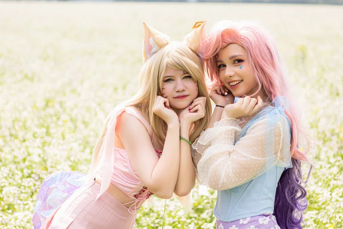 Ahri and Seraphine K/DA - Моё, Милота, League of Legends, Ahri, Seraphine, Косплей, Косплееры, Девушки, Девушка с тату, Фотография