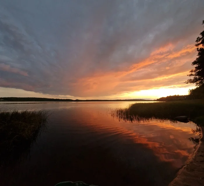 Sunset - My, A wave of posts, Nature, Reflection, The photo, Sunset, Landscape