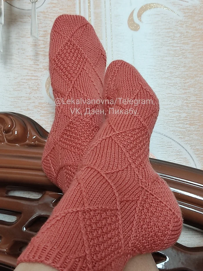 Knitted socks with patterns - My, Socks, Knitting, Knitting, Jacquard, Wool, Yarn, Handmade, With your own hands, Longpost, Needlework without process