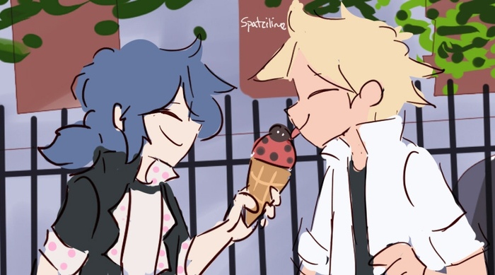 ,    ... , ,    -, , Chat Noir, Marinette, Spatziline, 