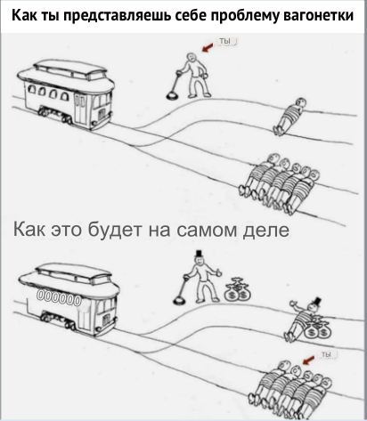 Prosaic reality - Memes, Humor, The Trolley Problem, Expectation and reality, Sad humor, Telegram (link), Picture with text, Repeat