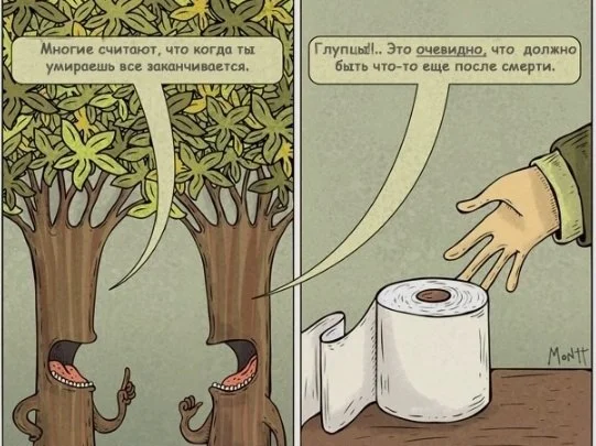 Briefly about religion and hopes))) - Sad humor, Black humor, Religion, Tree, Toilet paper, Comics