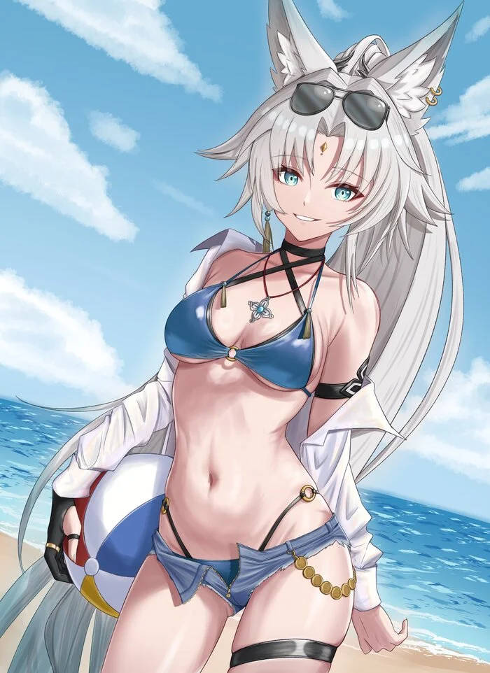 Feixiao - Anime art, Anime, Honkai: Star Rail, Feixiao (Honkai: Star Rail), Animal ears, Swimsuit, Kitsune