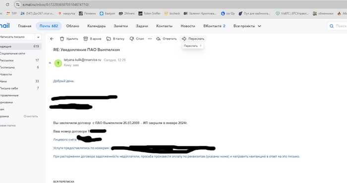 Переписка с коллекторами, фрагмент Билайн, Долг, Длиннопост
