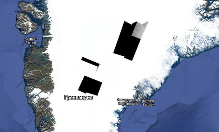 What are those black squares in Greenland? - Greenland, Google, Google maps