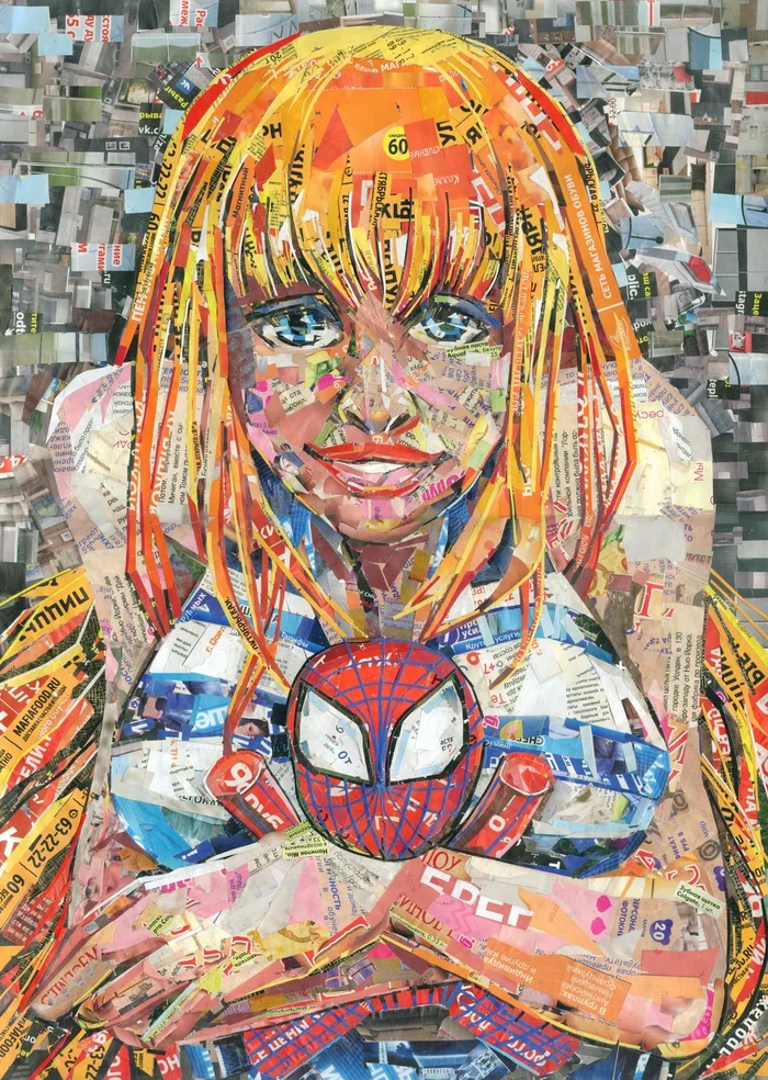 Mary Jane Watson - My, Art, Illustrations, Collage, Marvel, Spiderman, Superheroes, Characters (edit), Comics, Mary Jane