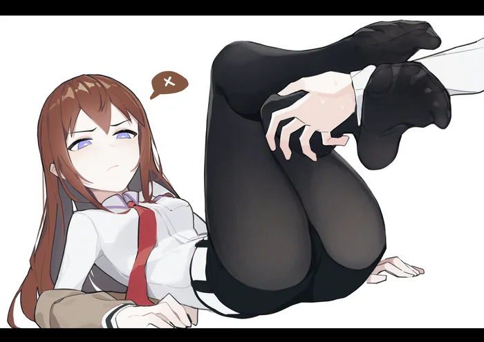 Where?! - Anime, Anime art, Kurisu makise, Steins gate, Foot fetish, Tights