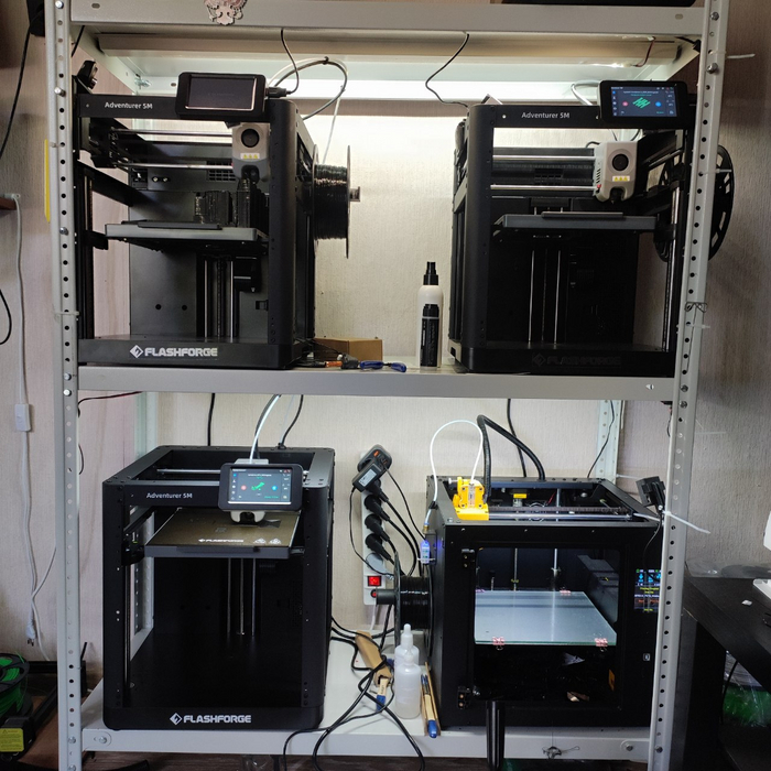 3 принтера flash forge 5m и flying bear ghost 6