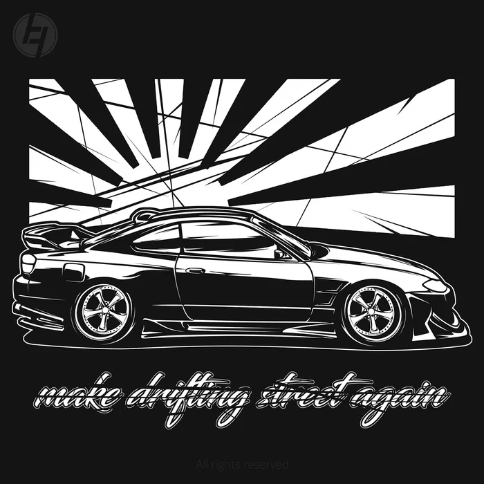 Silvia s15 for T-shirt print - My, Images, Photoshop, Art, Nissan, Nissan Silvia S15, Print, Digital drawing, Motorists